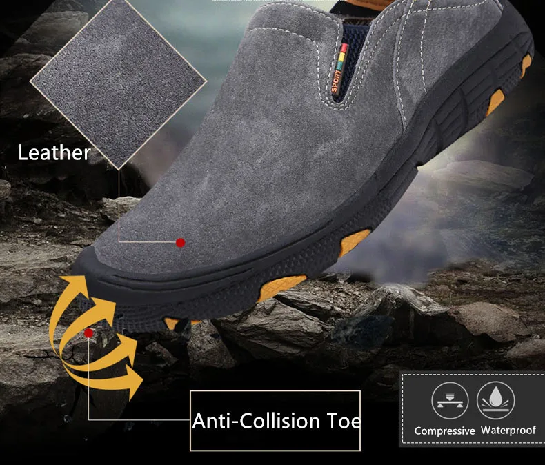 DESERT RAM Brand Non Slip Shoes Casual Shoes Genuine Leather Loafers Men Breathable Flats Men Waterproof Loafers Anti-Collision (6)