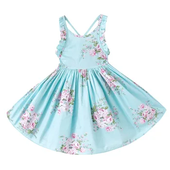 

Retail 2018 Girls summer sweet pint condole belt dress , baby girl dress , girl dresses , SJY01