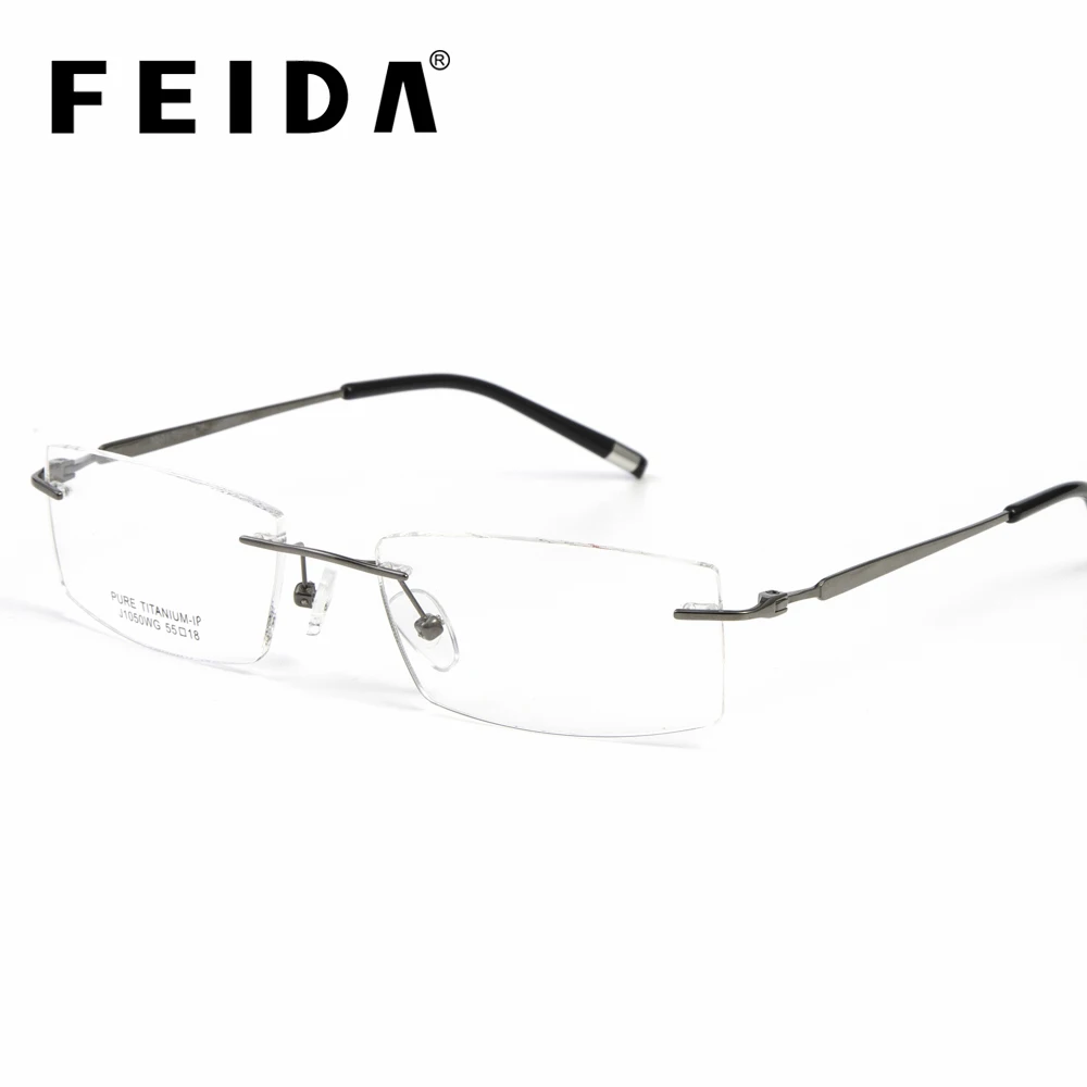 FEIDA титановые очки без оправы Гибкая оптическая рамка рецепт; очки бескаркасные очки