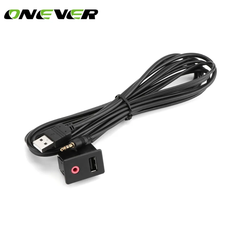 Onever USB и 3 5 мм AUX аудио приборной панели заподлицо расширение кабель с монтажным