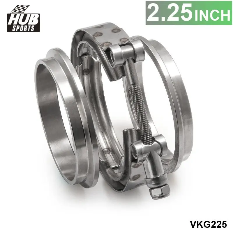Hubsports - 2.25" Exhaust Stainless Universal V-Band Clamp and Flange Kit V Band HU-VKG225