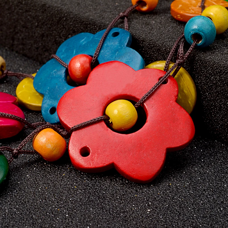 UDDEIN Bohemian maxi necklace for women party jewelry multi layer wood tassel pendant statement choker flower necklace collar - Image 4