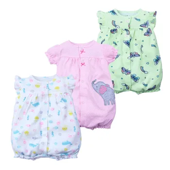 

Baby Boys Girls Short Sleeve Flowers and Cartoon Print 100% Cotton New Born to 2-3 Years Casual Fashion Rompers