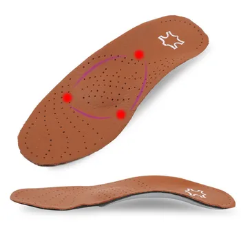

High Quality Cowskin Arch Support Insoles Flatfoot Orthopedic Insoles For Shoe Correct O-leg X-leg Men Women Shoes Pad inserts