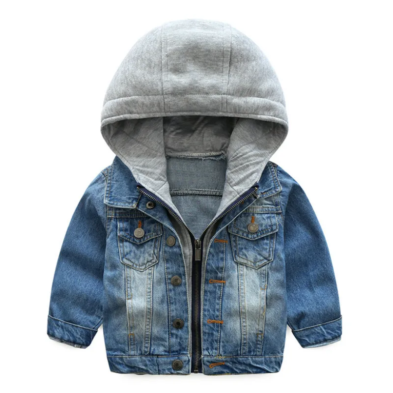 Baby Boys Coat 2019 New Autumn Wash Soft Denim Coat Hooded Zipper Coat Jeans Jacket for Boys Kids Clothes Children Clothing