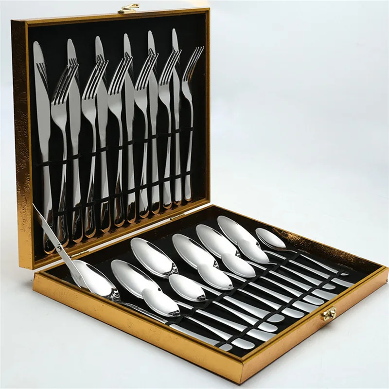  Hot Sale 24 -piece /set Pure Coloured Tableware Stainless Steel Western Knife Cutlery Kitchen Food  - 33047708247