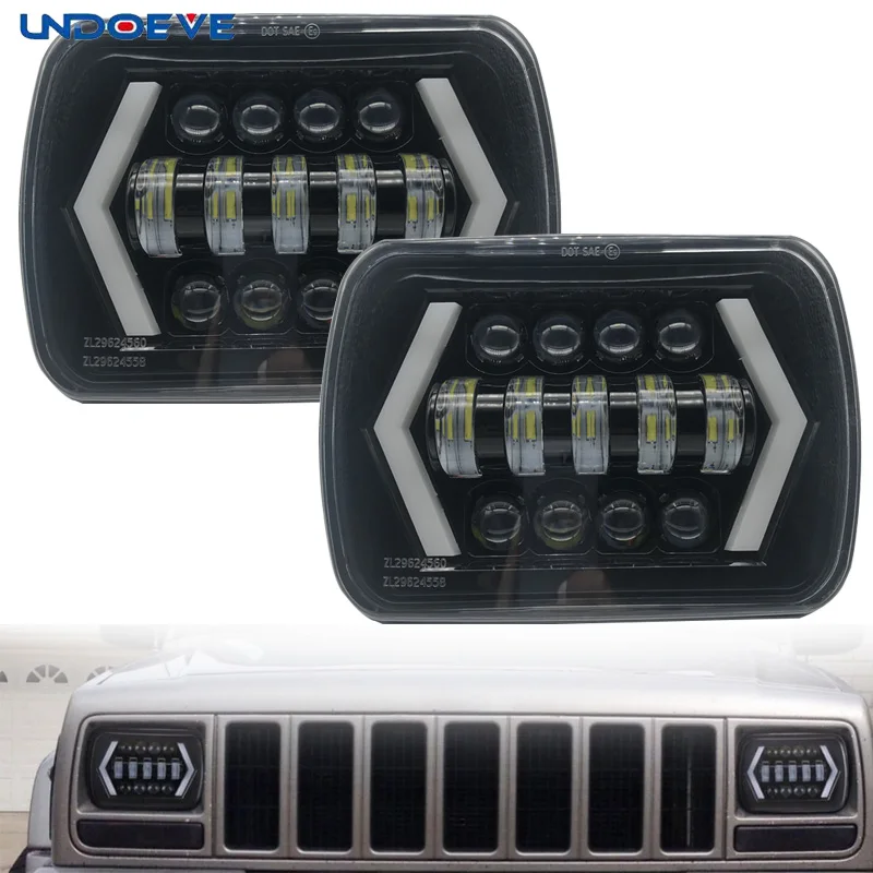 Пара 5X7 фары прямоугольный светодиодный 5 &quotx 7&quot 6X7 &quotЗамена для 84 01 Cherokee XJ Dodge Toyota