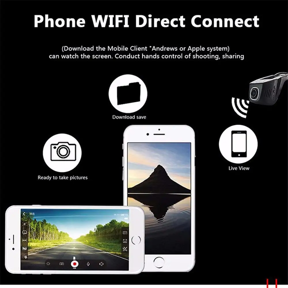Автомобильный видеорегистратор Novatek 96663 дюйма Wi Fi две передние и задние камеры Full