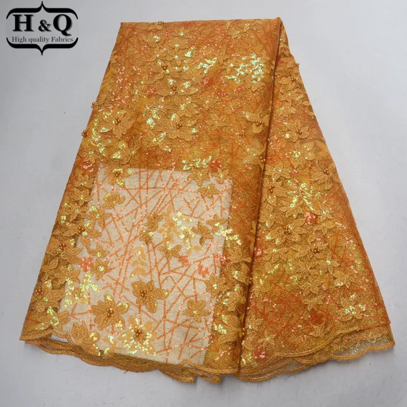 

Hot Sale Sequins Lace 2019 Beautiful African Organza Lace Fabric French Net Lace With Beads High Quality For Party Club Dress