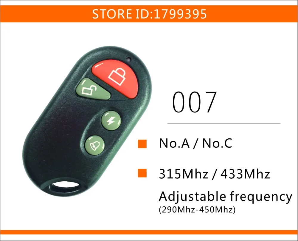 

free shipping NO.A waterproof fixed code sub-remote for remote mashter 433 Adjustable RF Wireless remote control duplicator