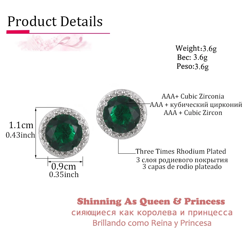 LXOEN Fashion White Clear 8mm Round Cubic Zircon Stud Earrings For Women Wedding Jewelry Trendy Crystal Earrings brinco Gift - Image 2