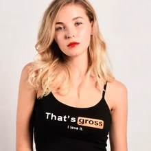 

Short Strappy Halter Crop Top Women 2018 Black Sexy Slim Letter Print Halter Cami Cotton Cropped Camisole Tops For Women