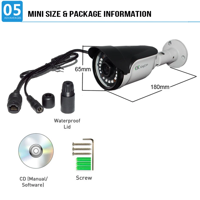Kingcam HD 720 P + POE цинковый сплав металлов антивандальный открытый/закрытый IP камера