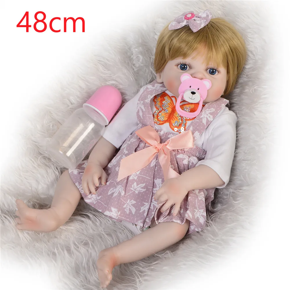 Boneca bebes возрожденная менина 1" 48 см полный силиконовый винил для новорожденных, для девочек куклы игрушки для детей подарок на день рождения настоящий ребенок Али