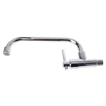 

Kitchen Basin Faucet Wall Mounted Single Cold Water Tap Crosswise Chrome Plated