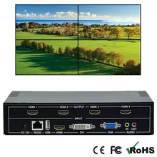 4 Channels TV Wall Controller 2x2 1x3 1x2 HDMI DVI VGA USB Video Processor TV Splicing Box With RS232 Control