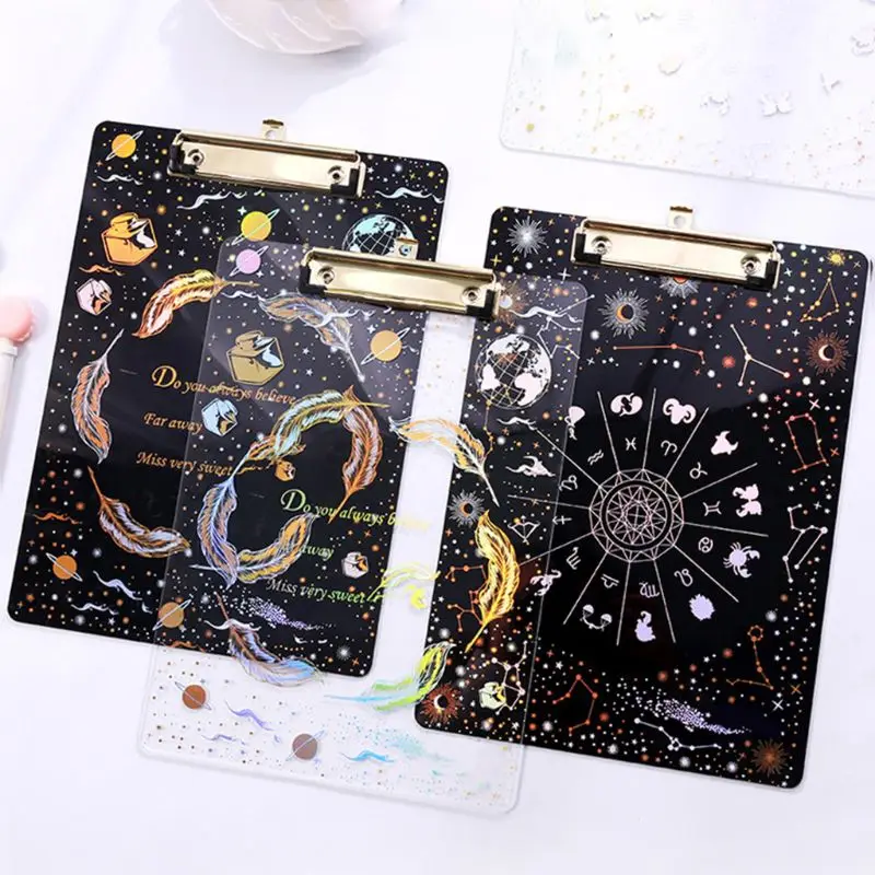

Creative Starry Sky A4 Clipboard Acrylic File Folder Writing Pad Document Holder School Office Supplies Stationery