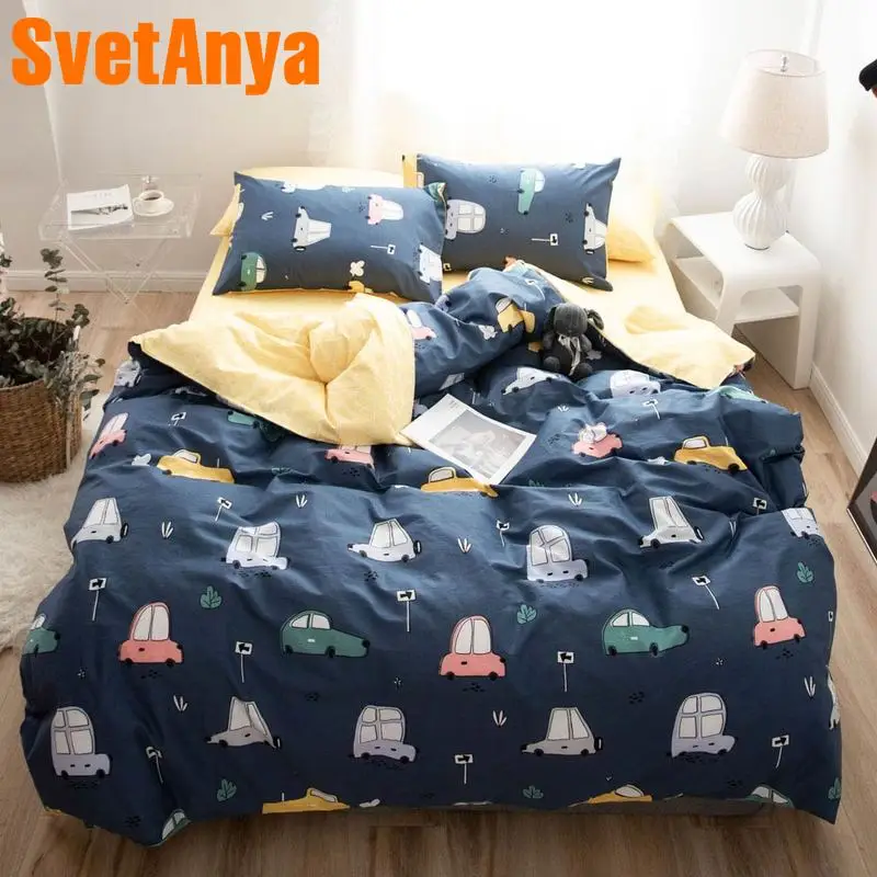 

Svetanya 2019 Car Pattern Bedlinen Cotton Bedding Set Kids Child Doona Duvet cover pillowcase Sheet