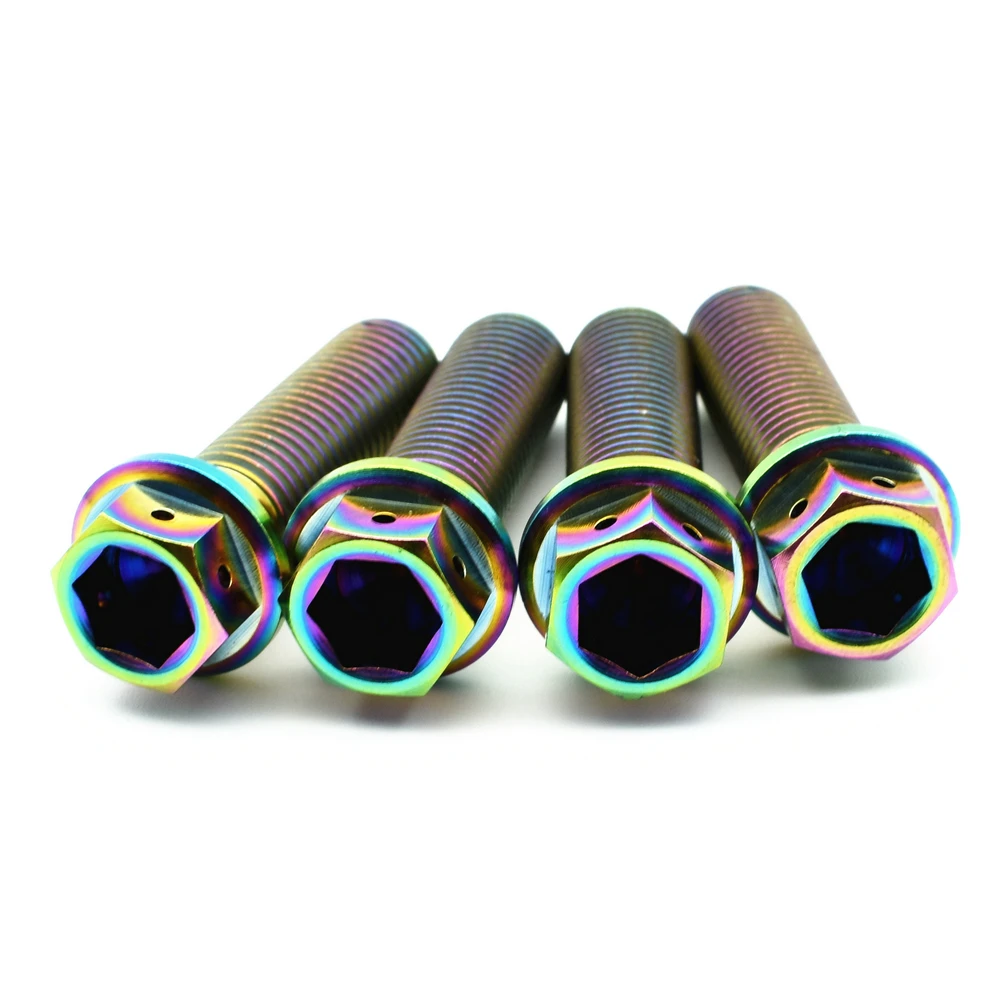 Титан болты M10 x20-75mm модификация мотоцикла Суппорт тормозной фланец головки Rainbow 4 цвета, 6 штук в партии, Ti Застежка