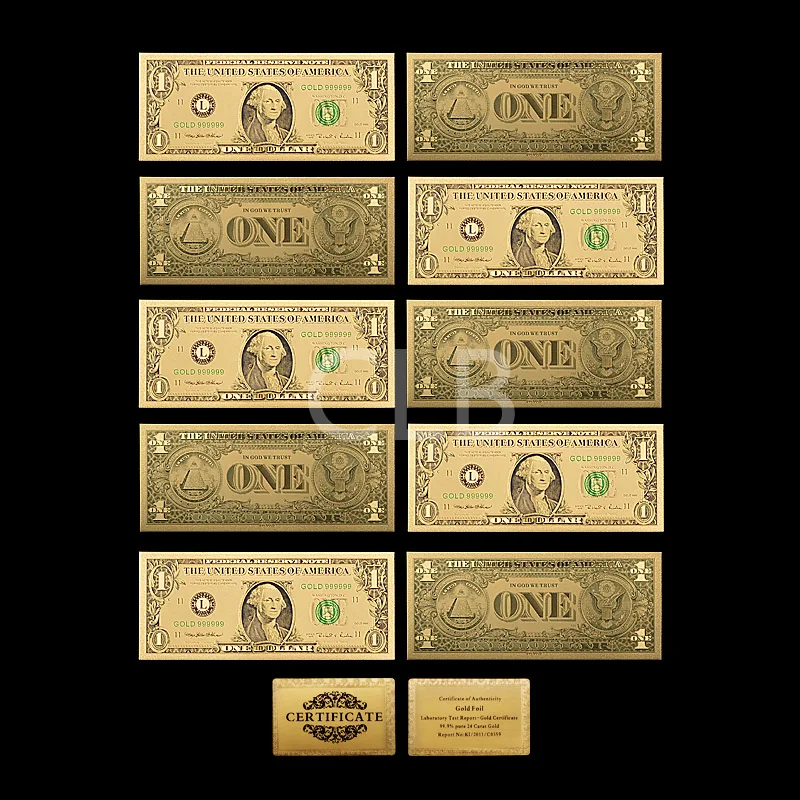 США Трамп коллекционные Красочные золотые банкноты копия бумажных денег с сертификатом карты для подарков и коллекции