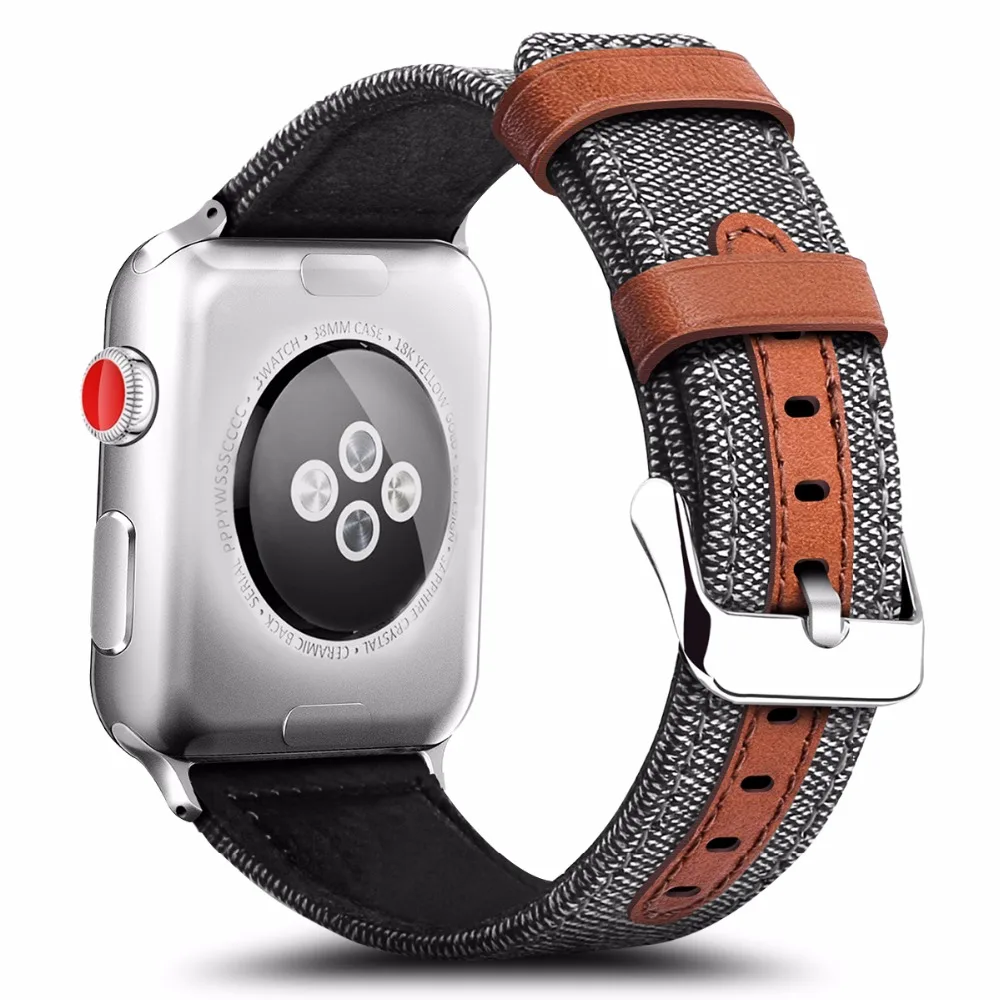 Кожаный ремешок из ткани для apple watch Sport Brownie Style браслет часов серии 4 3 44 мм 40 38 42