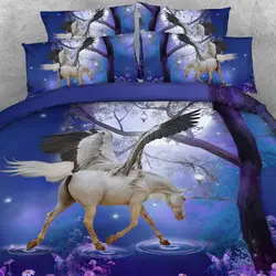 Бренд goldeny 3 Запчасти комплект красивый белый Единорог кровать Простыни 3d детские постельные принадлежности Детская кровать Простыни