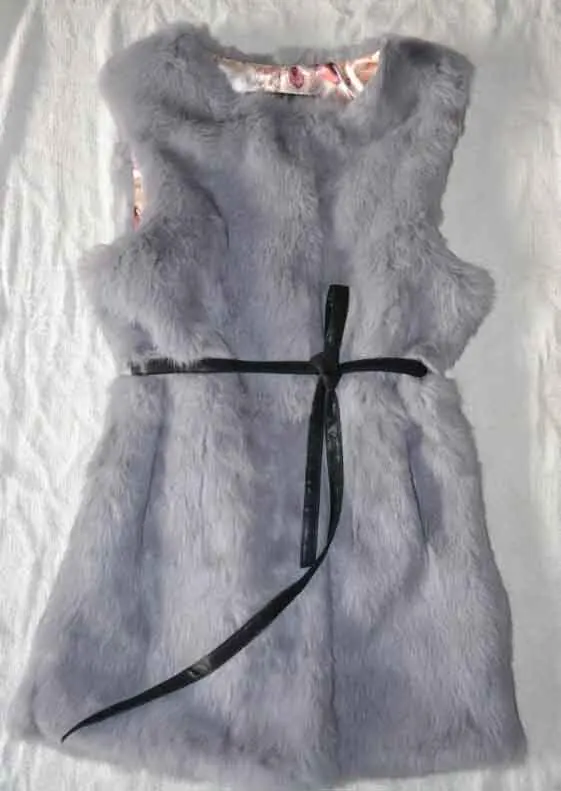 Новое поступление, женская мода,, чистый кроличий мех, жилет из натурального меха, жилет из натурального меха KFP738 - Цвет: Grey