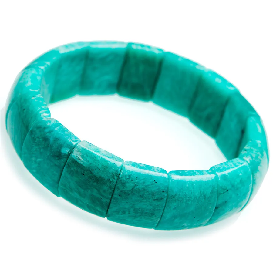 

Genuine Mozambique Green Natural Amazonite Bracelet Crystal Rectangle Bead Stretch Bangle Bracelet
