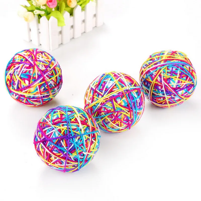 Pet Cat Rolling Ball Toys Colorful Wool Yarns Kittens Scratch Ball Toys for Exercising