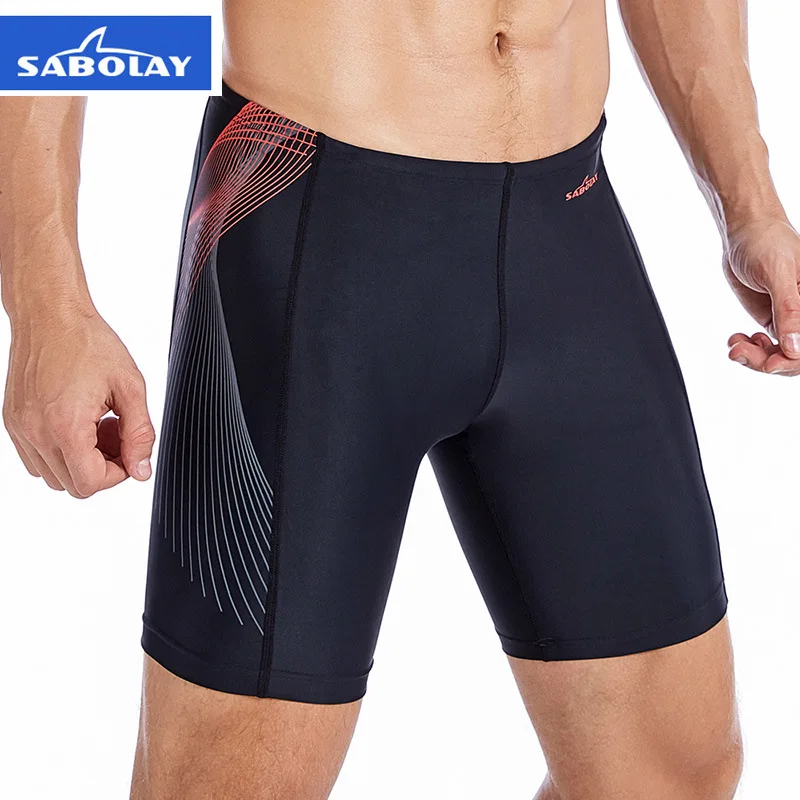 Men Swimming Trunks Half Length Swimwear Competition Swim Shorts Quick