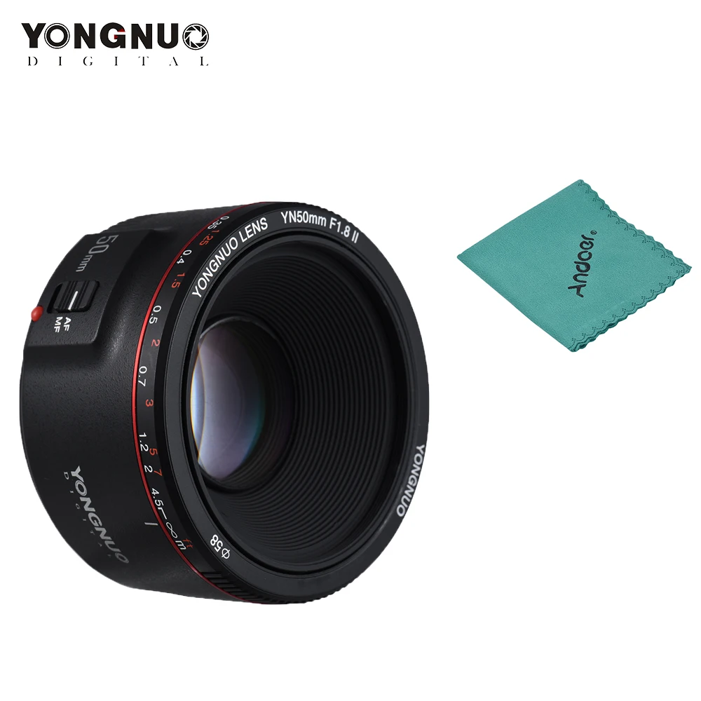 Объектив YONGNUO YN50mm F1.8 II с большой апертурой и автофокусом для Canon EOS 70D 5D2 5D3 600D камера 0,35 объектив с самым близким фокусным расстоянием