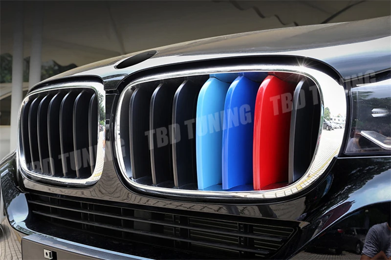 Для BMW X5 F15 X6 F16 3 шт. Tri-Цвет спереди декоративная планка крышка полосы для бампера крышка наклейки