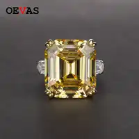 Luxury brand Big Square Pink Yellow White AAAAA+ Zicon S925 Sterling silver wedding rings Girls Birthday stone Jewelry Dropship
