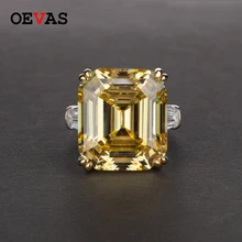 OEVAS Luxus Großen Platz Rosa Gelb Weiß AAAAA + Zicon S925 Sterling Silber Hochzeit Ringe Mädchen Geburtstag Stein Schmuck Dropship