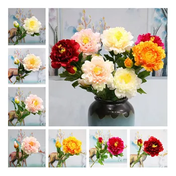 

8Pcs European Fake Single Stem Peony 26.77" Length Simulation Peonia with Green Leaf for Wedding Home Decorative Flowers