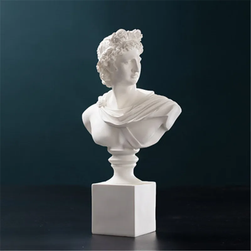 37 см греческая мифологическая статуи Давида, скульптура бюста Аполлона из смолы для украшения дома R936 - Цвет: Белый