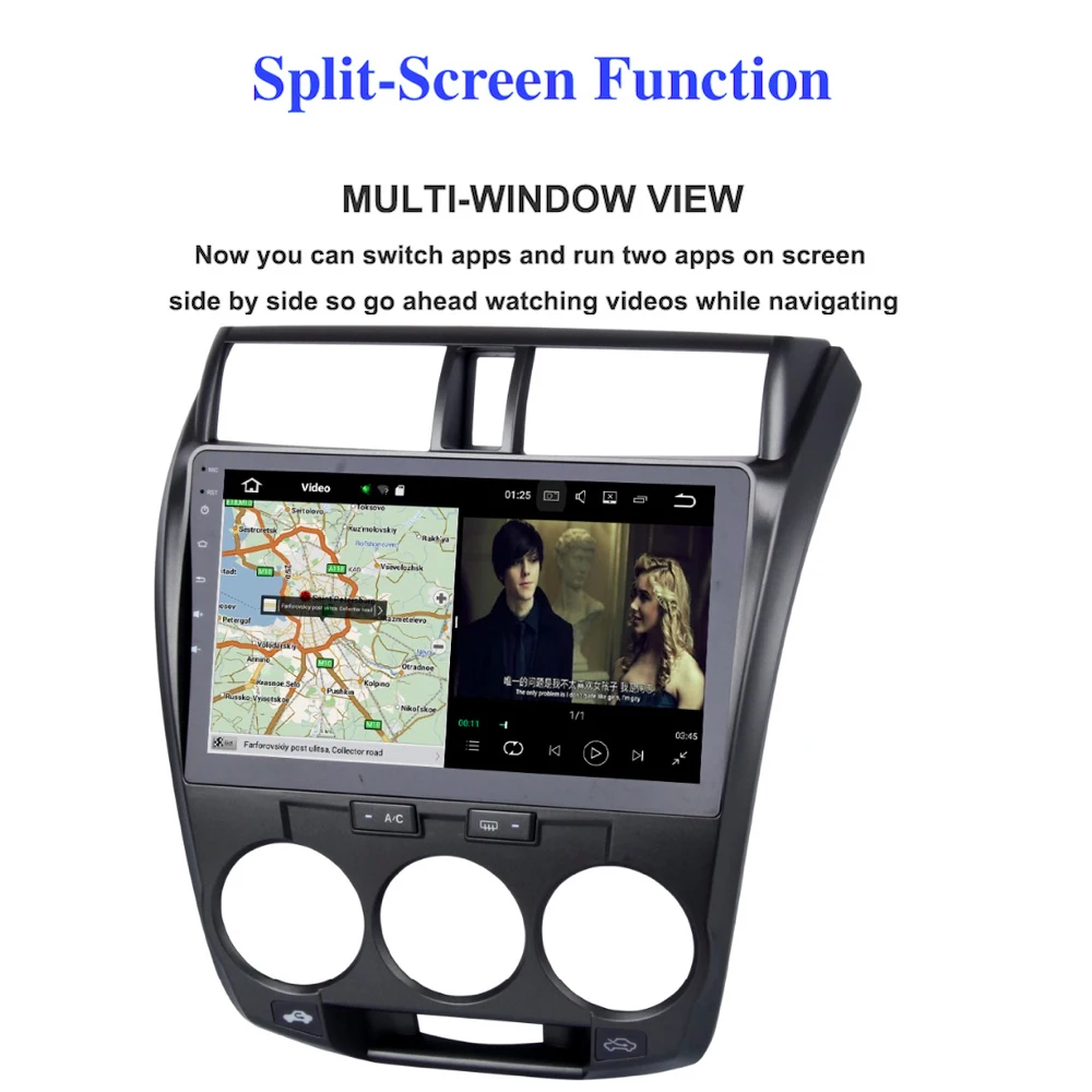 Excellent 10.2" Android 8.0 Car GPS Player IPS Screen 4G+32G for Honda City 2008-2012 Car Stereo Multimedia Bluetooth No DVD player Radio 16