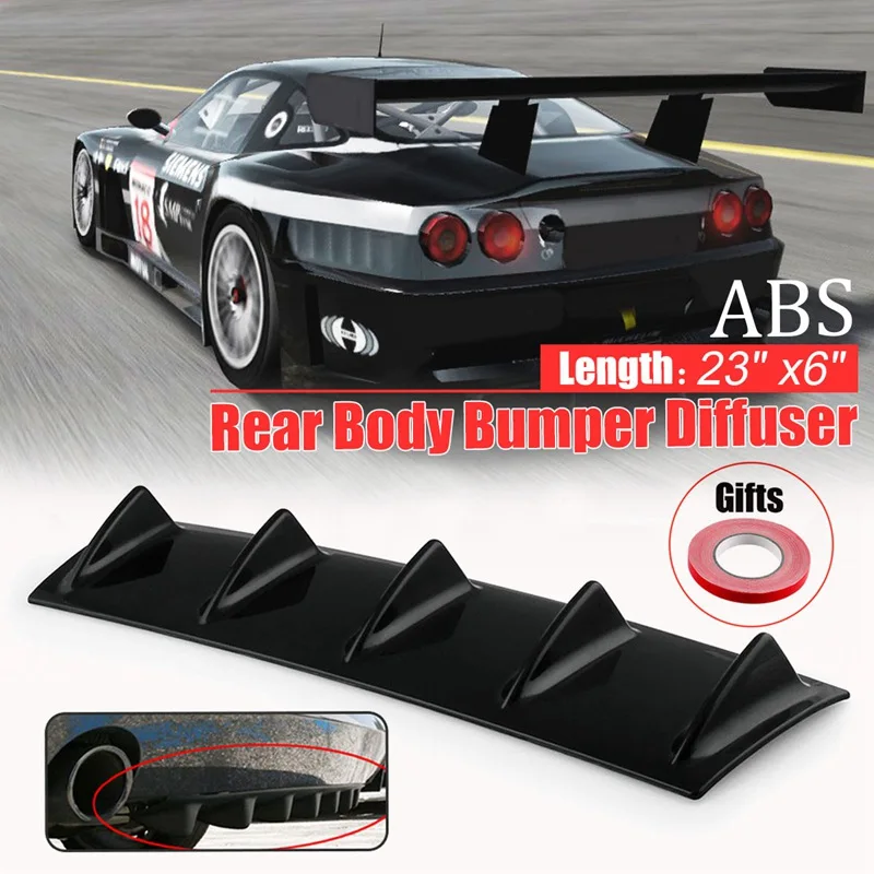 

ABS Car-Styling Plastic 23"/ 14"x6" /33"x5 Universal Lower Car Splitter Rear Bumper Lip Diffuser Shark Fin Spoiler Kit 5/3/7 Fin