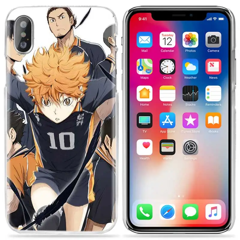 Haikyuu Хината чехол для iPhone XS Max XR X 10 7 S 8 6 6 S плюс 5S SE 5 4S 4 5C Прозрачный Жесткий ПК аниме чехол для телефона Coque