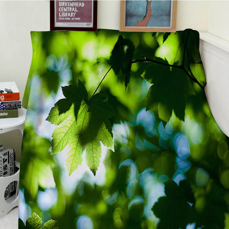 

Blanket plaid a blanket Plaids Warmth Soft Plush Green leaf spotted camouflage sunshine Plaids on the Sofa Bed Throw blanket