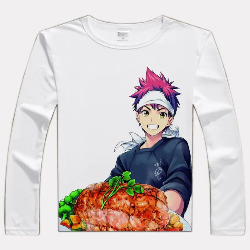 

Anime Tops Shokugeki no Soma T-shirts Yukihira souma Long Sleeve Tops Men Unisex Spring Autumn Tees Nakiri erina T Shirt