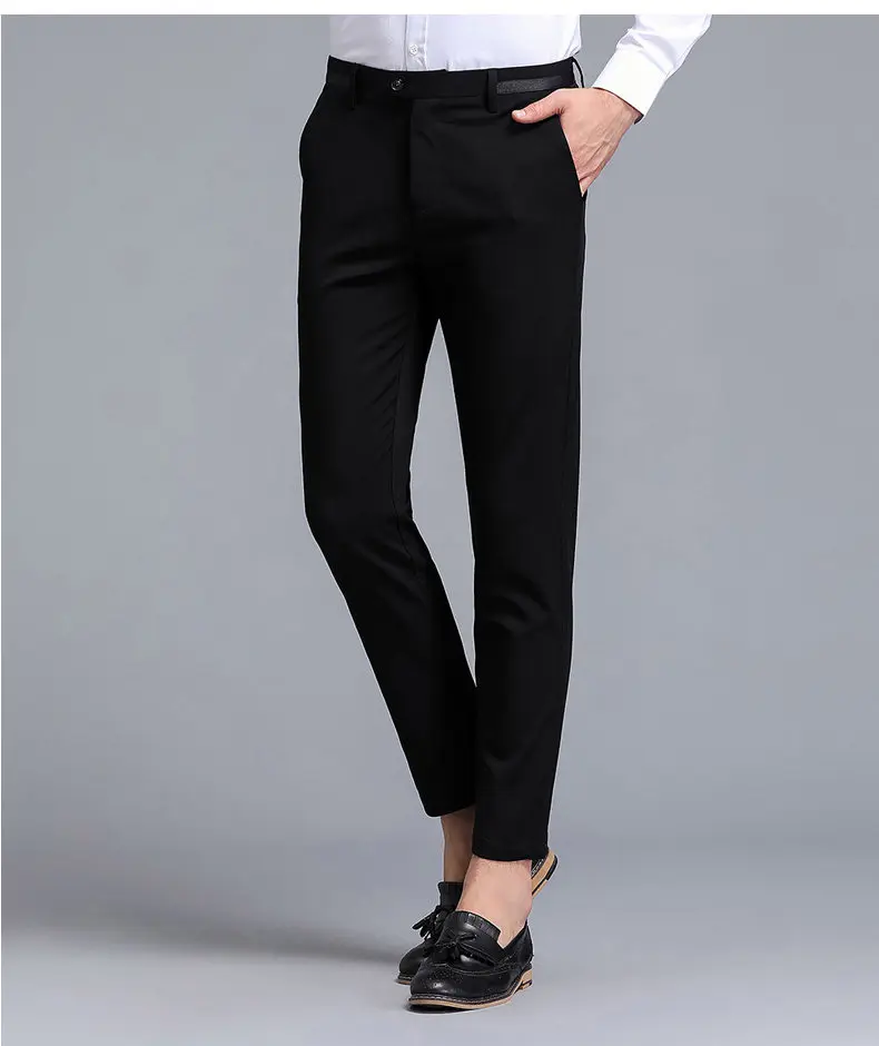 2017 autumn new Fashion pants men slim fit classic business mens pants trousers for male Zipper Fly Black Blue Size 28-35 9828-16