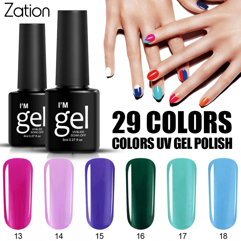 

Zation UV Gel Nail Polish HOT SALE 29 Colors Gel Nail Polish Nail Art Decoration Soak Off UV LED Semi Permanent Gel Varnish