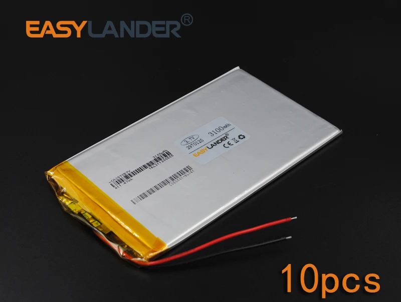 

10pcs/Lot 3.7V 3100mAh 2970125 Rechargeable li Polymer Li-ion Battery For Bluetooth Notebook E-Book Power Bank Portable Consumer