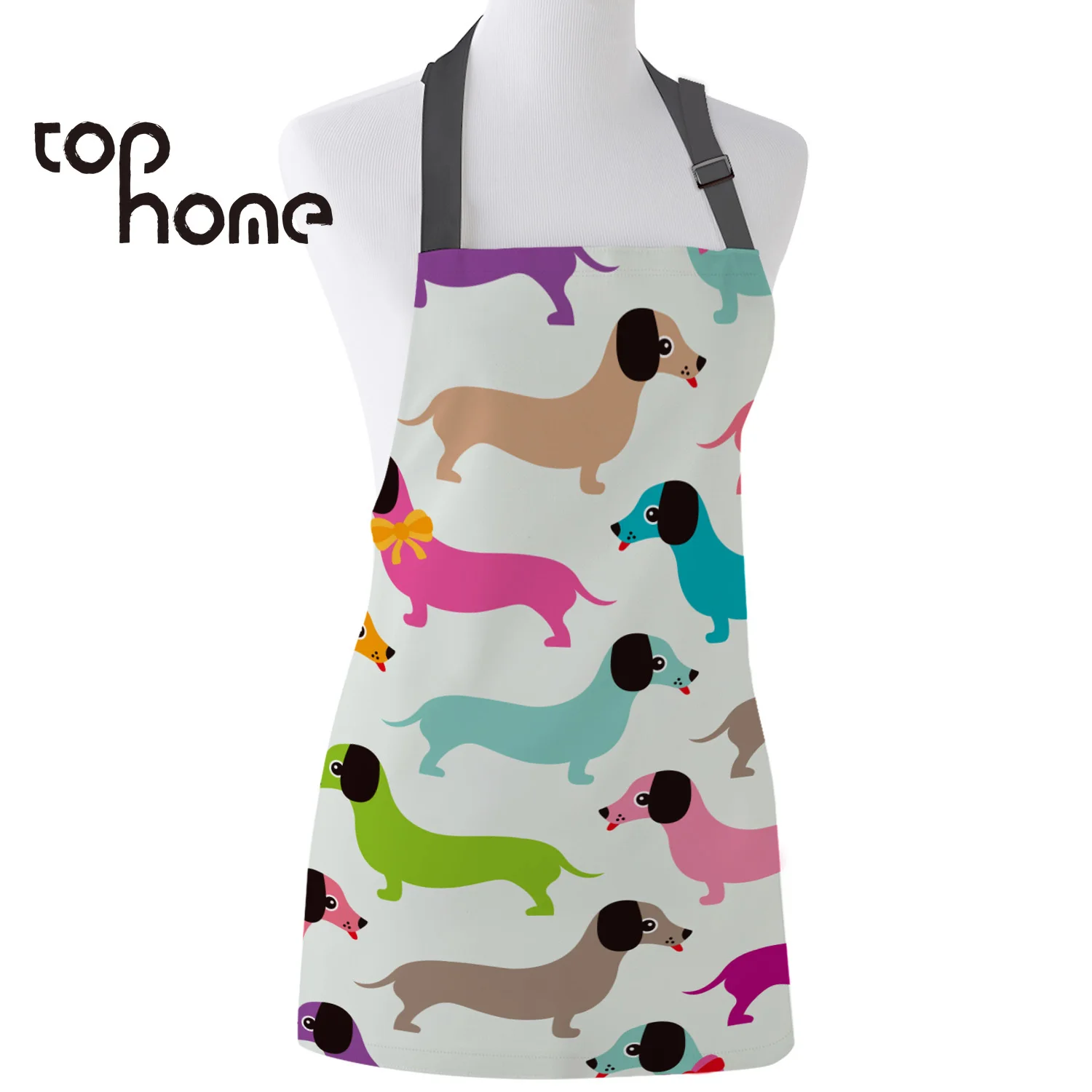 

Tophome Kitchen Apron Dachshund Catoon Dog Printed Adjustable Sleeveless Canvas Aprons for Men Women Kids Home Cleaning Tools