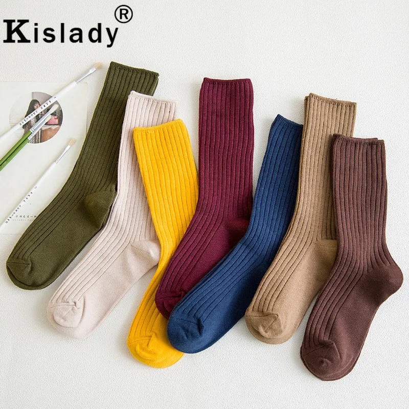 

2019 Winter Women's Thigh High Mid-Tube Korean Harajuku Socks Fashion Japaanese Christmas Fuzzy Socks Yellow Pink Vintage Socks