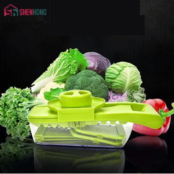 

Vegetable Cutter Food Container Adjustable Mandoline Slicer with 4 Interchangeable Stainless Steel Blades Slicer Grater