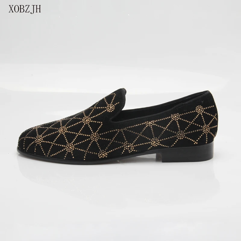 

Italian Mens wedding Loafers Luxury Dress red bottom Shoes Genuine Leather Designer Rhinestone Shoes Men High Quality Man Shoes
