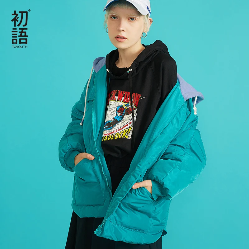 Toyouth Winter Women Short Parkas Hooded Padded Outwear Warm Coats Thickening Hoodies Overcoat Casual Streetwear Coat 2018