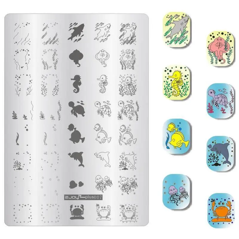 Пластины для штамповки ногтей штампы для ногтей изображения для дизайна ногтей изображения Konad печать штампы маникюрные шаблоны 9,5x14 cm ZJOY PLUS - Цвет: zjoys plus7